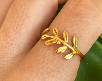 Olive Leaf Ring Athena Goddess Ring Olive Branch Ring Dainty Leaf Ring Nature ring Ancient Greek Ring Botanical Ring Adjustable Ring