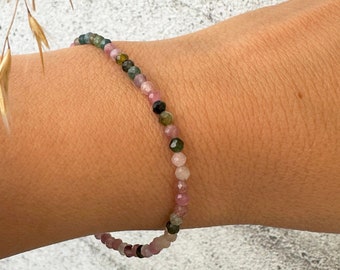 Tourmaline October Birthstone bracelet, Minimalist Crystal  Zodiac Gemstone jewelry