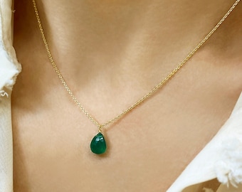 Green Onyx Pendant, Green Onyx Necklace, May Birthstone