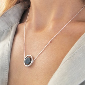 Fidget Necklace, Minimalist Hematite Stone Necklace, Layered choker Necklace, Gemstone Protection Jewelry Birthday gift for her