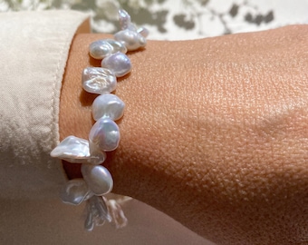 Real Pearl Bracelet, Seed bead pearl Boho bracelet, Bridesmaid Gift, Bridesmaid Bracelet, Trendy bracelet,  Baroque Pearl Jewelry