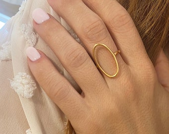Open Circle Ring, Open Oval Ring, Oval Karma Ring, Circle Gold Ring, Circle Gold Ring, Stacking ring, Dainty Thin Ring, Chunky Gold Ring