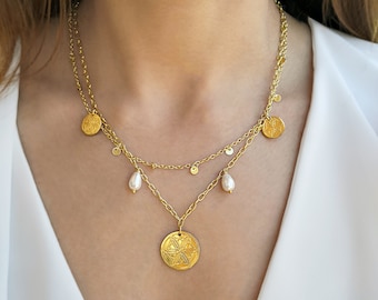 Aphrodite Necklace, Ancient Coin Jewelry, Greek Coin Necklace, Gold Coin Necklace, Statement Necklace, Greek Coin Jewelry, Bridesmaid Gift