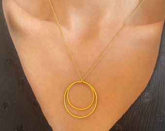 Fidget Necklace, Minimalist Necklace, Layered necklace, Fidget pendant, 2 circles necklace, Double ring necklace, Mindfulness gift