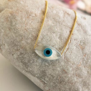 Collar de mal de ojo, collar de protección de mal de ojo, collar de buena suerte, colgante de mal de ojo, collar minimalista, hecho de plata de ley 925