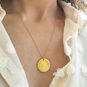 Gold Big Disc Matte Pendant, Gold coin Pendant, Large disc statement Choker, Dainty Gold Large Medallion layered Necklace