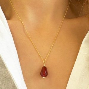 Carnelian Necklace, Minimalist crystal Pendant, Gemstone layered Choker Jewelry, Sterling silver 925