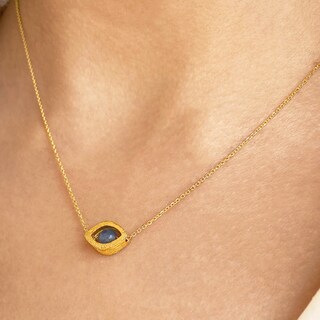 Collana Con Ciondolo Malocchio Zaffiro Blu | Girocollo Occhio Del Diavolo In Cristallo | Gioiello Donna Regalo
