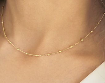 Collana girocollo Satellite, argento 925, gioiello moderno minimalista in oro