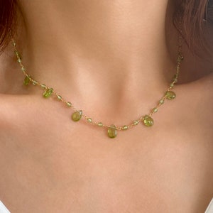 August Birthstone Peridot Necklace, Peridot Crystal Zodiac Jewelry for Virgo Birthday Gifts, Rosary Peridot choker