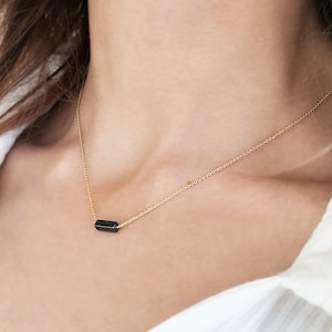 Genuine Hematite Necklace, Tiny gem necklace, Geometric necklace, Stackable necklace, Real hematite choker, black gem choker, Jewelry gift
