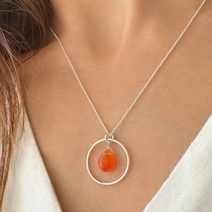 Raw Carnelian Necklace, Personalized Jewelry with Custom Gemstone Pendant Necklace, layered necklace, Birthday Gifts