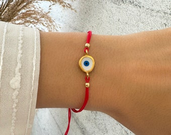 Greek Evil Eye Bracelet, Lucky Eye Bracelet, Good Luck Bracelet, White evil eye Adjustable bracelet, birthday gifts, Jewelry gift for her