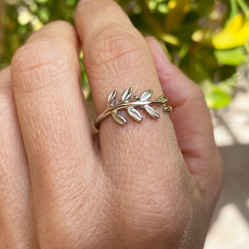 Olive Leaf Ring Athena Goddess Ring Olive Branch Ring Dainty Leaf Ring Nature ring Ancient Greek Ring Botanical Ring Adjustable Ring