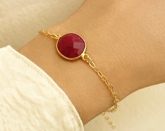 Real ruby bracelet, July Birthstone bracelet, Red ruby bracelet, Karma bracelet, Single ruby bracelet,  large ruby bracelet, Birthday gifts