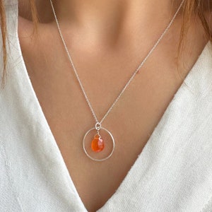 Carnelian Crystal Necklace, Custom Gemstone Necklace, Layered necklace, Personalized Jewelry