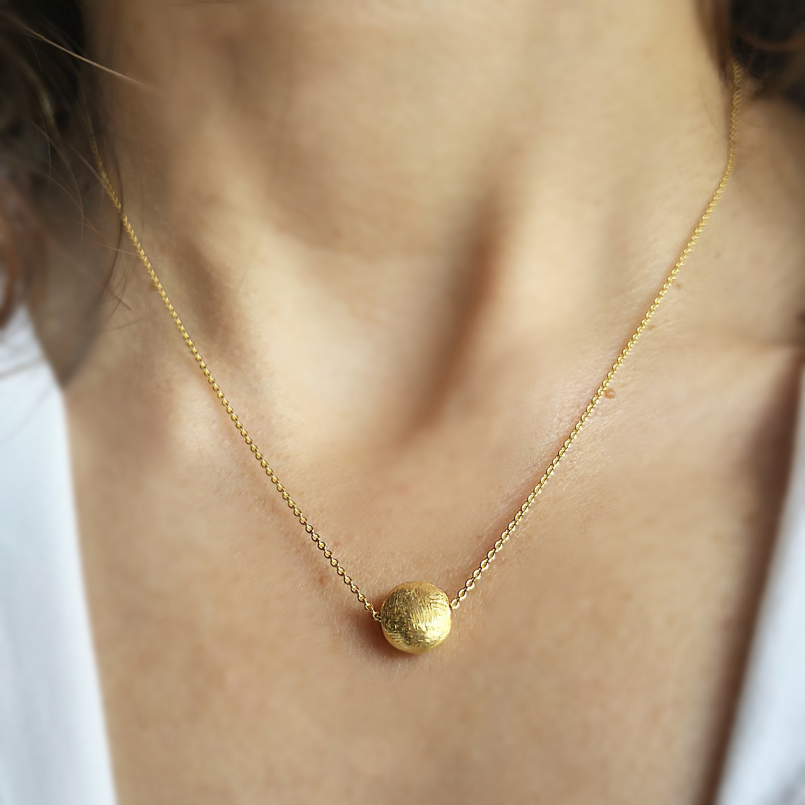 Sphere Necklace Sphere Pendant Gold Disc Necklace Layered Etsy