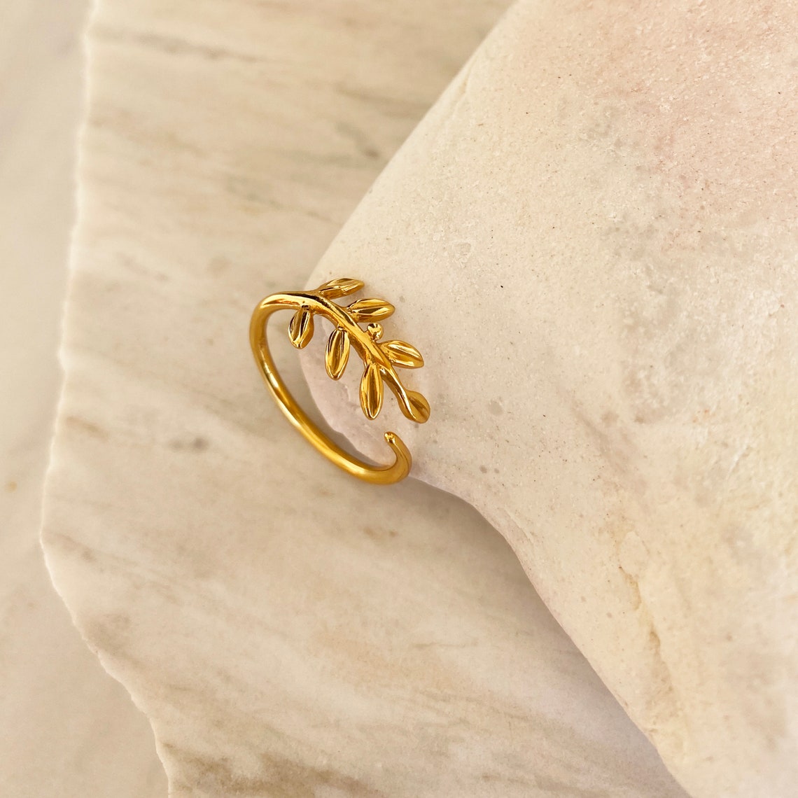 Olive Leaf Ring Botanical Ring Olive Branch Ring Dainty Etsy