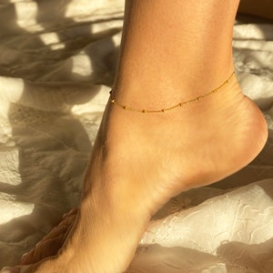 Tobillera de playa, Tobillera de oro delicada, Pulsera de tobillo de oro, Pulsera de tobillo delicada, Pulsera de pierna, Tobillera de cadena de oro, Pulsera de pies, Pulsera de tobillo