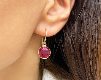 Ruby Drop Earrings, Ruby dangle earrings, Ruby dangle earring, Red Ruby Earrings, Red ruby dangles, Natural Ruby dangles, Birthday Gifts