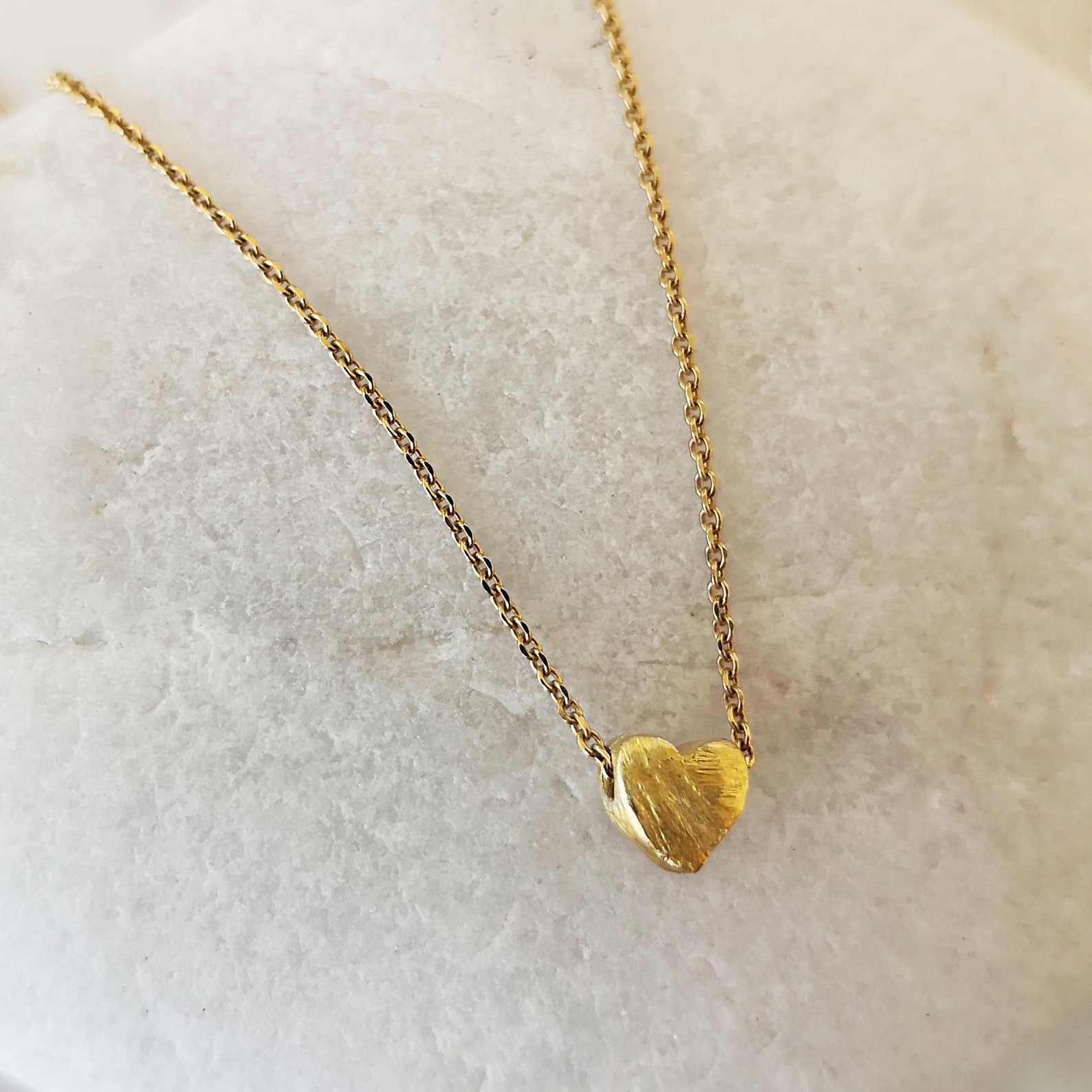 Small Heart Necklace Tiny Heart Necklace Dainty Heart Etsy