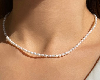 Real pearl Necklace, Seed Pearl Necklace,  Real Pearl Choker, dainty pearl choker, Tiny Pearls Necklace, Stacking Necklace, Layered Necklace