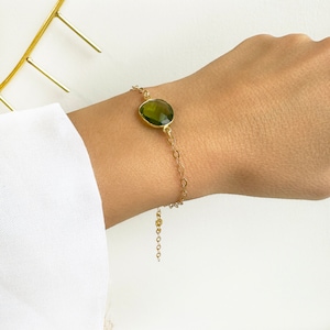 Bransoletka z surowego peridotu, Bransoletka z kamieniem szlachetnym, Bransoletka Good Vibes, Bransoletka na szczęście, Prezent jubilerski, Prezenty urodzinowe, Biżuteria z surowego peridotu