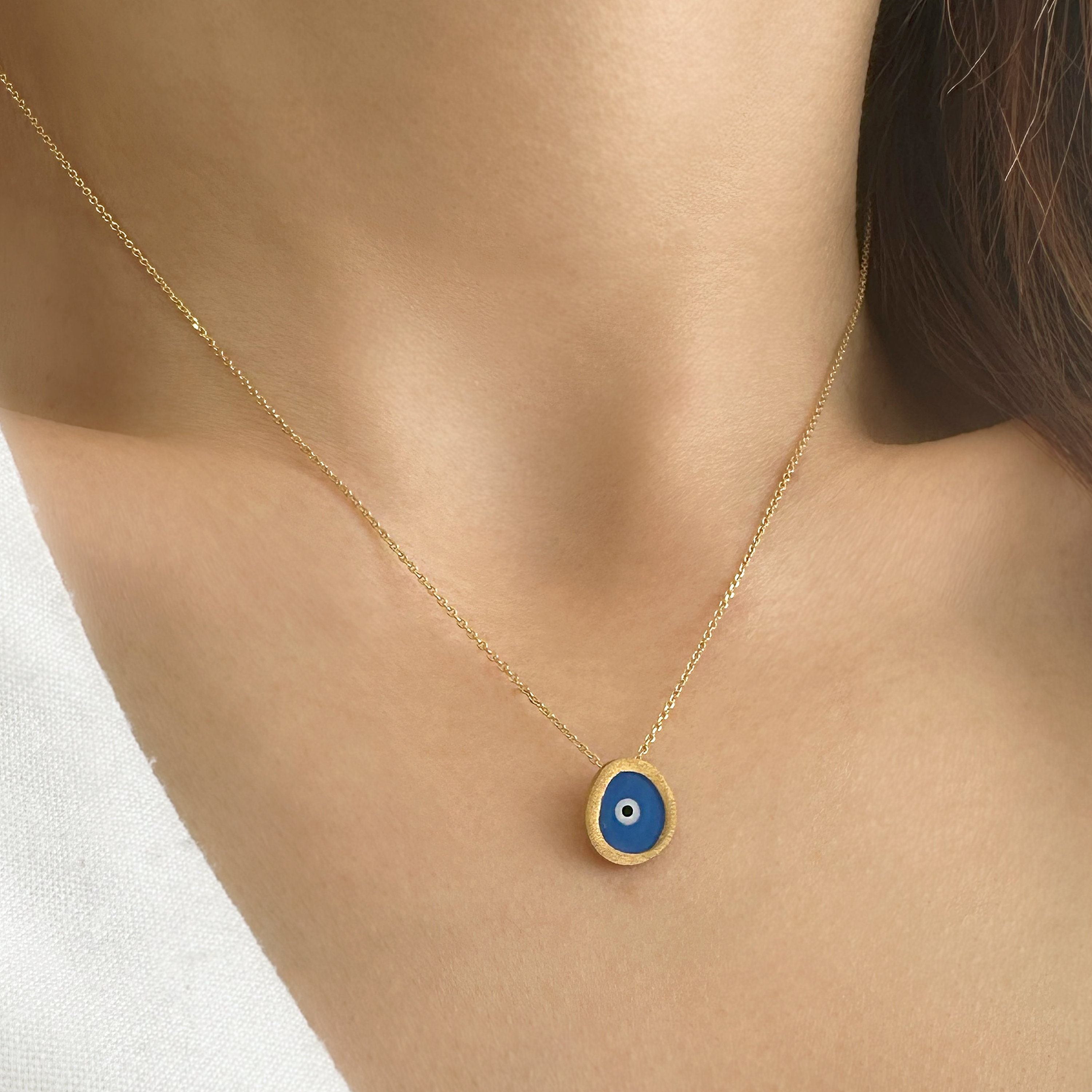 QianSiLi Collana Donna In Argento 925 Con Ciondolo Occhio Turco. Regalo Personalizzato, Catena 40+5 Cm.