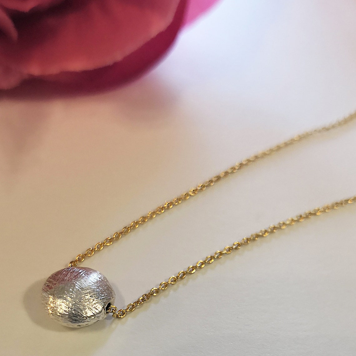 Sphere Necklace Sphere Pendant Shiny Silver Pendant Etsy