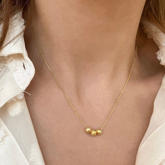 Gold Dots Necklace Small Balls Pendant 