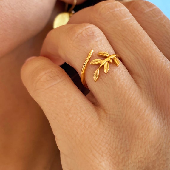 Anillo de rama de olivo Anillo botánico Anillo de hoja Etsy España