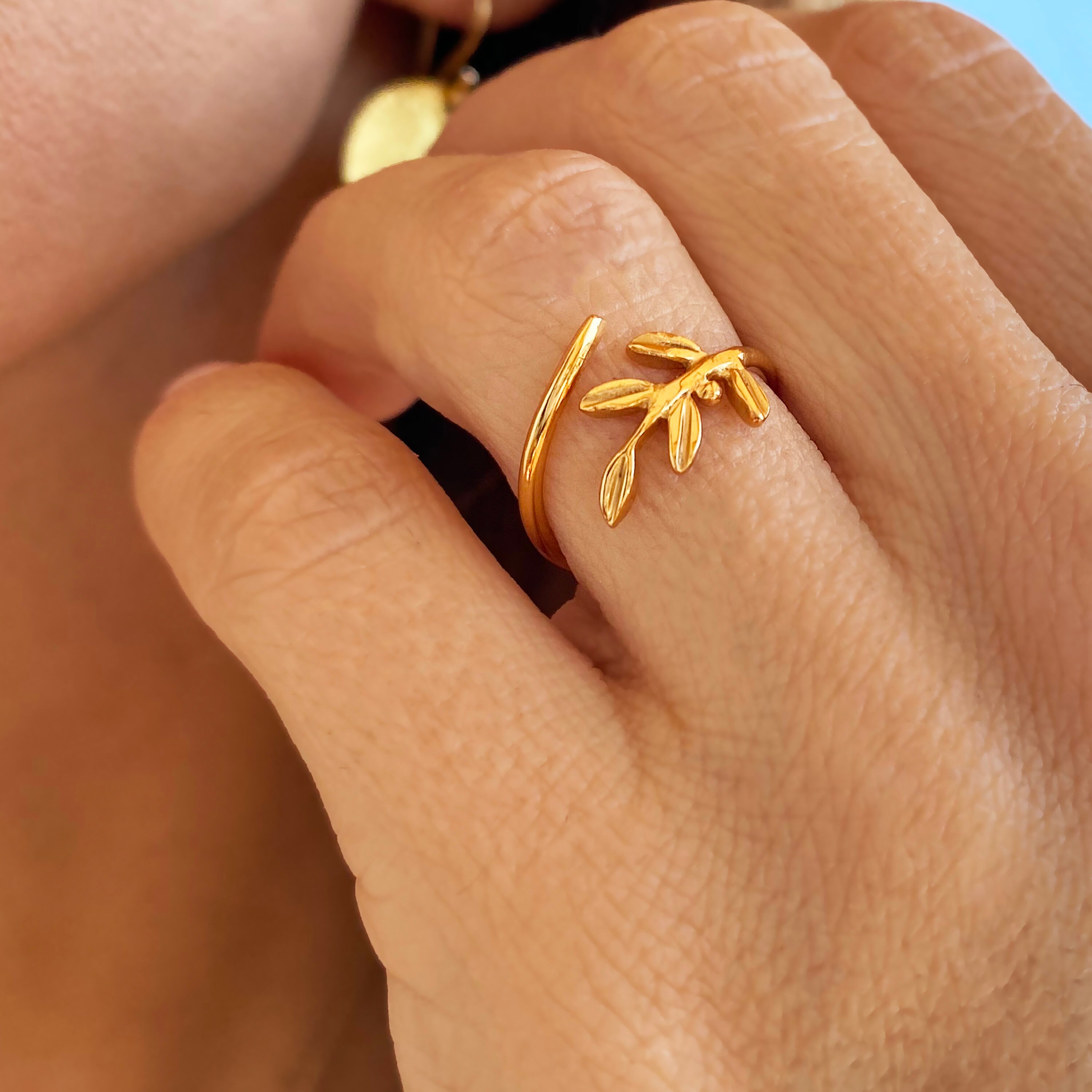 Olive Branch Ring Botanical Ring Olive Leaf Ring Olive tree Etsy