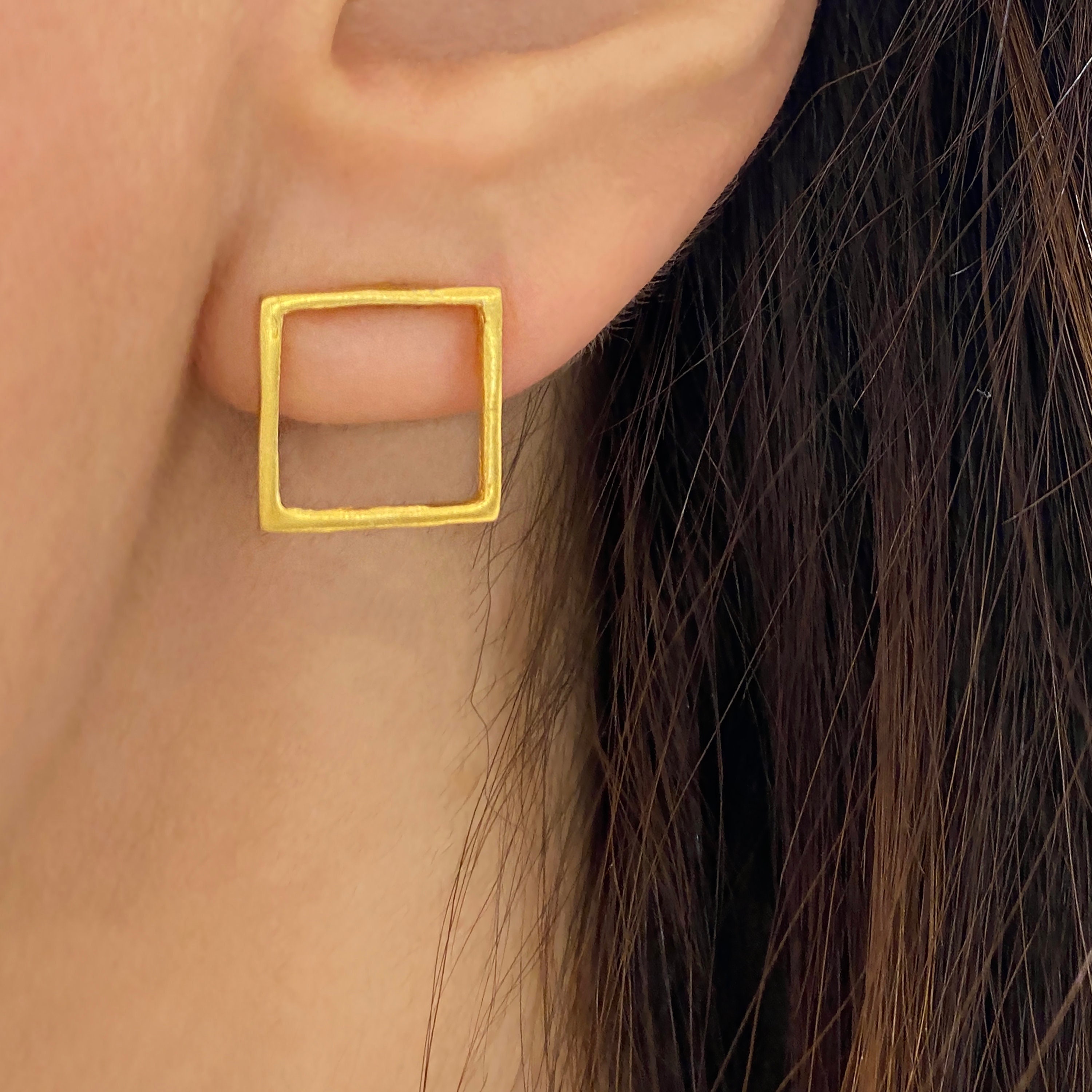Textured Gold Rectangle Earrings | Rectangle earrings, Gold texture, Texture