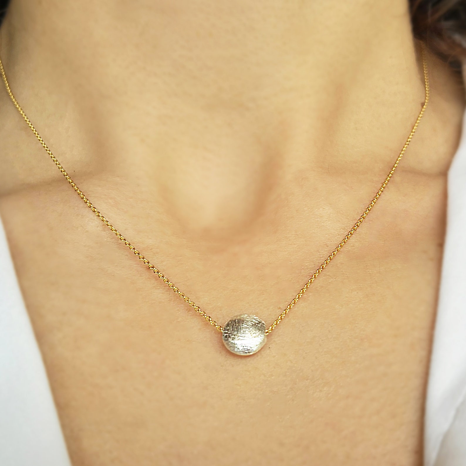 Sphere Necklace Sphere Pendant Shiny Silver Pendant Etsy