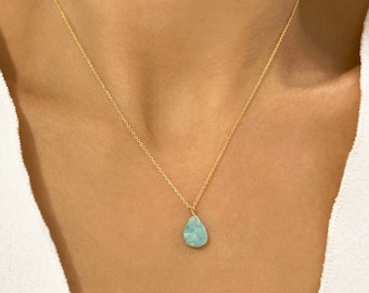 Green Amazonite Pendant, Teardrop Amazonite Necklace, Real Amazonite Gem, Amazonite Teardrop Necklace, Jewelry gift for her, Gift for mom