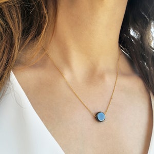Fidget pendant Necklace, Good Luck Necklace with Real Hematite pendant, Minimalist Gemstone jewelry