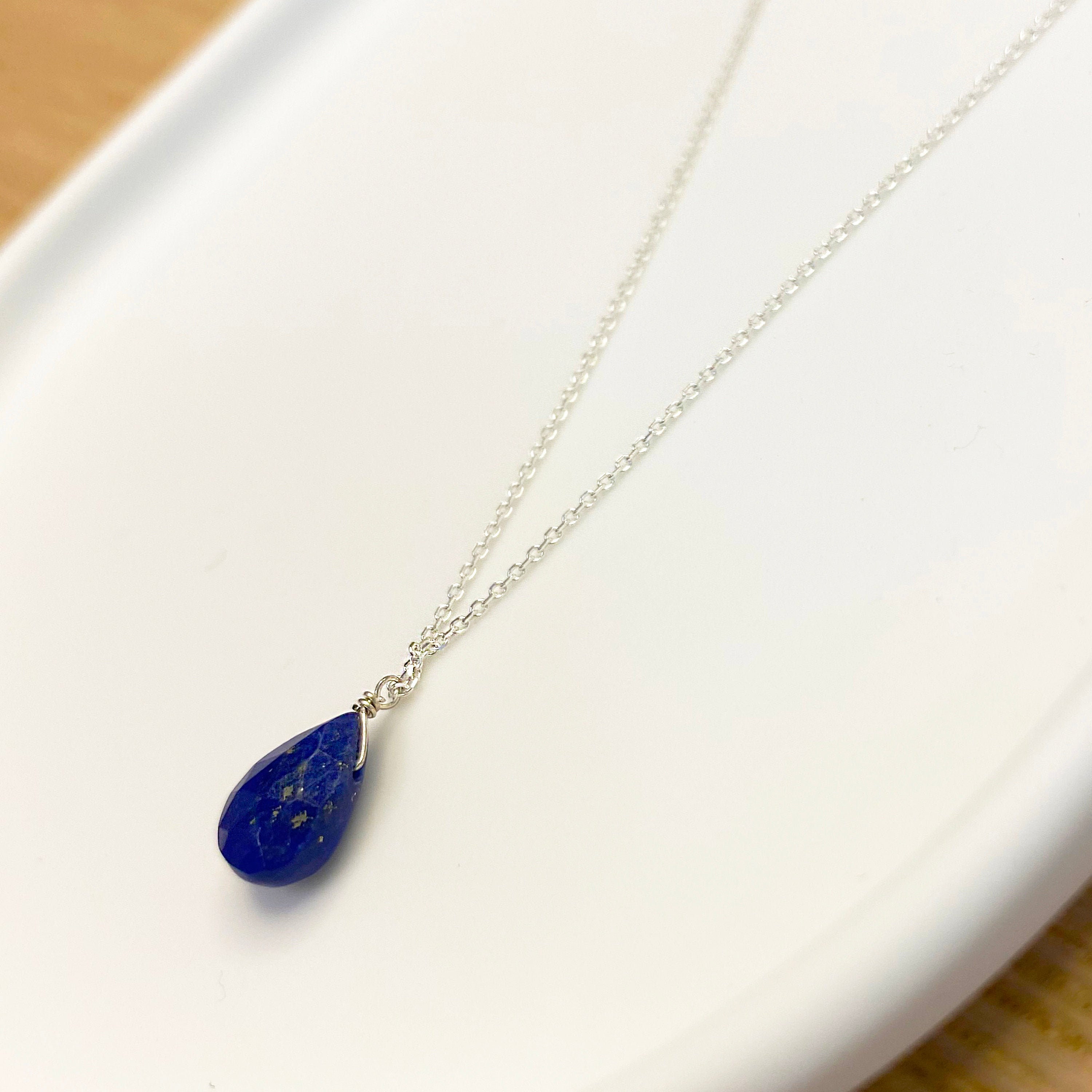 Raw Lapis Lazuli Gemstone Necklace, Genuine Lapis Lazuli