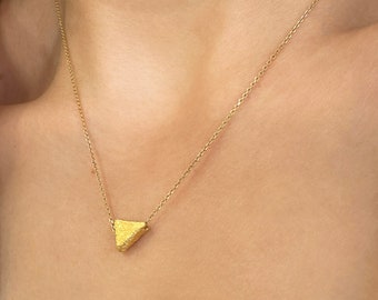 Tiny gold triangle pendant Necklace, Minimalist necklace, Dainty gold Necklace,  Layered necklace, Geometric Necklace, Mothers day gift