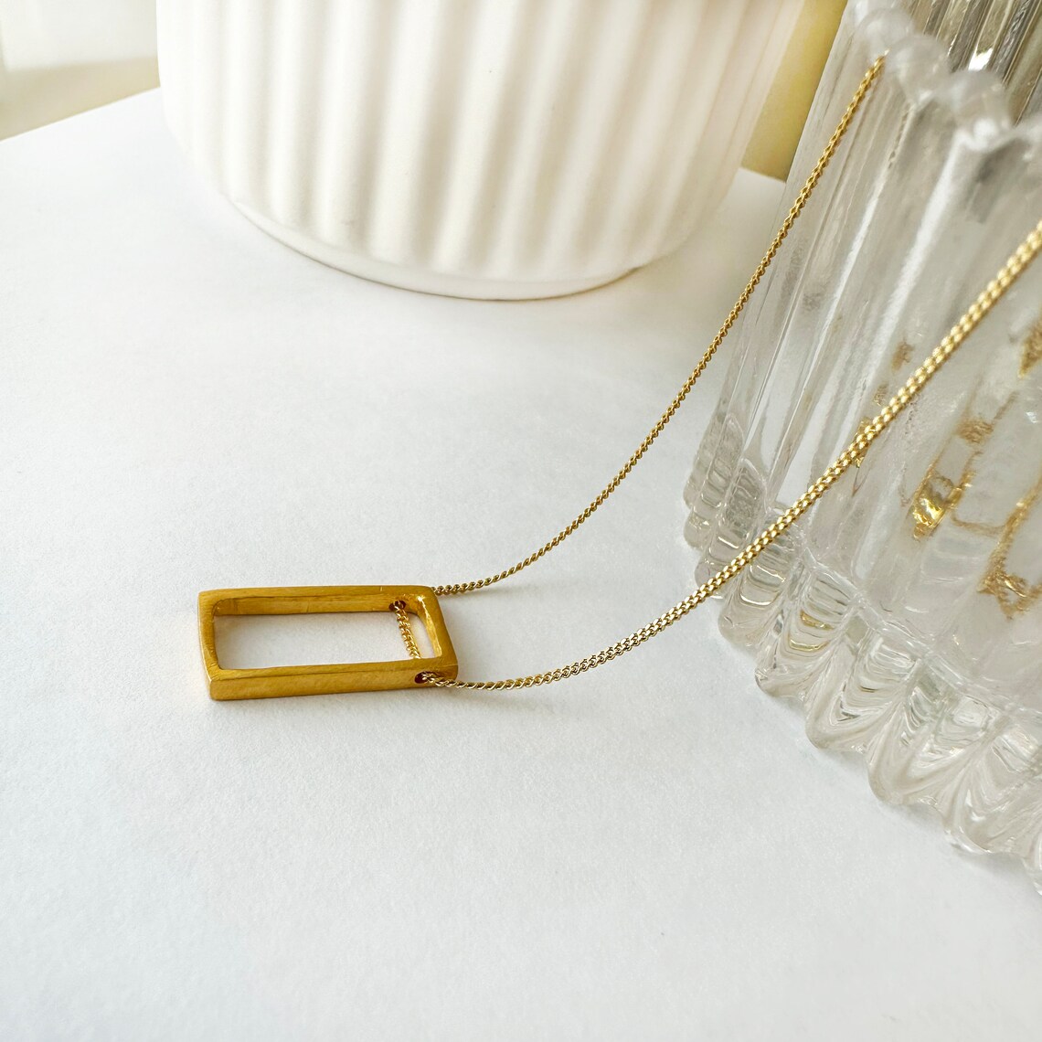Gold-Plated Geometric Square Necklace