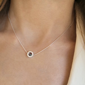 Real Hematite Necklace,  Fidget pendant necklace, Small sphere pendant, Gemstone Jewelry gift for her, minimalist Layered necklace