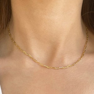 Paper Clip Necklace,  Simple Gold Choker, Paperclip  Chain Link Choker, Minimalist  Layered necklace