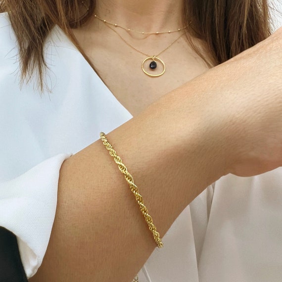 Lowercase Initial Sphere Chain Bracelet (Gold)