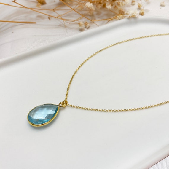 Real aquamarine necklace deals