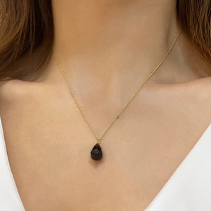 Minimalist necklace, Real Onyx Necklace, drop gem necklace, Gemstone necklace, Raw crystal necklace, Geometric necklace, black onyx necklace