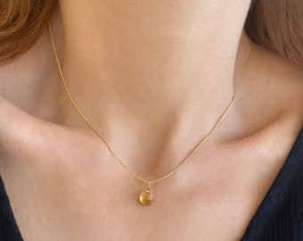 Collier citrine brut, pendentif citrine authentique, cadeaux Scorpion, collier de pierre de naissance de novembre, collier en cristal citrine, collier d’équilibre