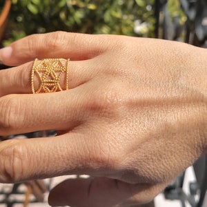Chunky Big Gold Ring, Athena ring, Ancient Gold Greek Ring, Quirky ring, Greek style ring, Vintage Ring