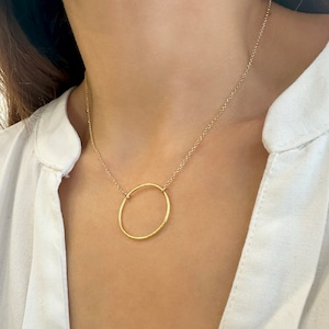 Dainty Ring Necklace, Stacking necklace, Big Ring Necklace, Open Circle necklace, Birthday gifts, Jewelry Gift for her, mothers day gift