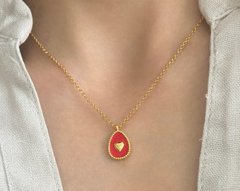 Kleines Herz Halskette, Romantische Halskette, kleine Herz Halskette, Stapeln Halskette, Rotes Herz Choker, Muttertagsgeschenk, Minimalistische Halskette