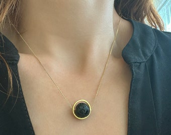 Spinner Necklace, Lava Bead Necklace, Oil Diffuser Jewelry, Aromatherapy Pendant, Diffuse Necklace, Lava Stone Pendant