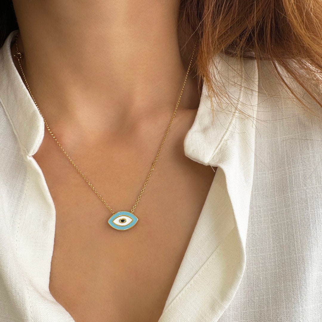 Blue Evil Eye Pendant, Greek Evil Eye Necklace, Blue Evil Eye Jewelry